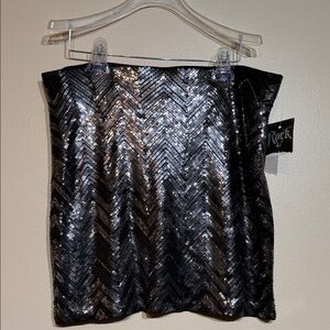 Rock Sequin Mini Skirt in Black and Silver